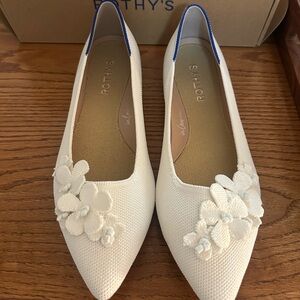 Rothy's The Petal Cream Floral Embellished Flats